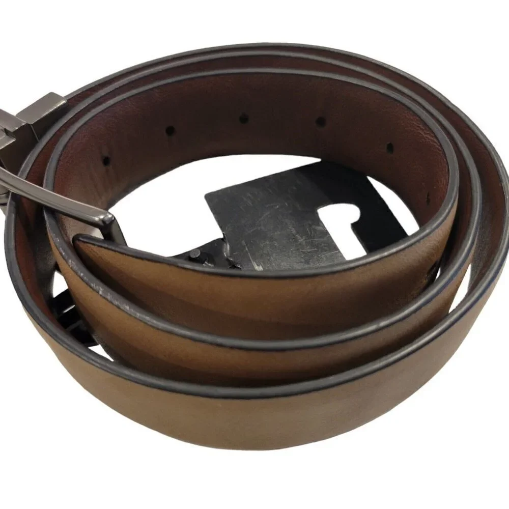 MEN'S Alfani Reversible Brown Leather Belt. Size 30-32.